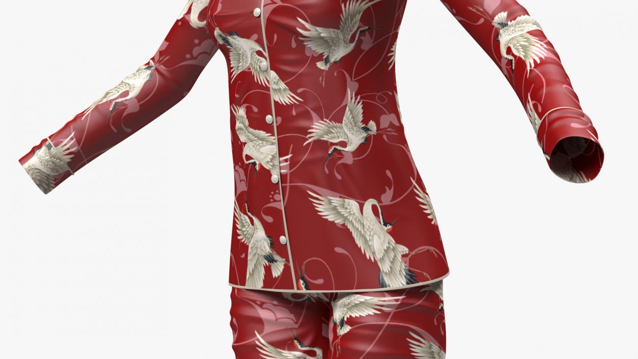 Asian Style Satin Pijama for Women 3D model