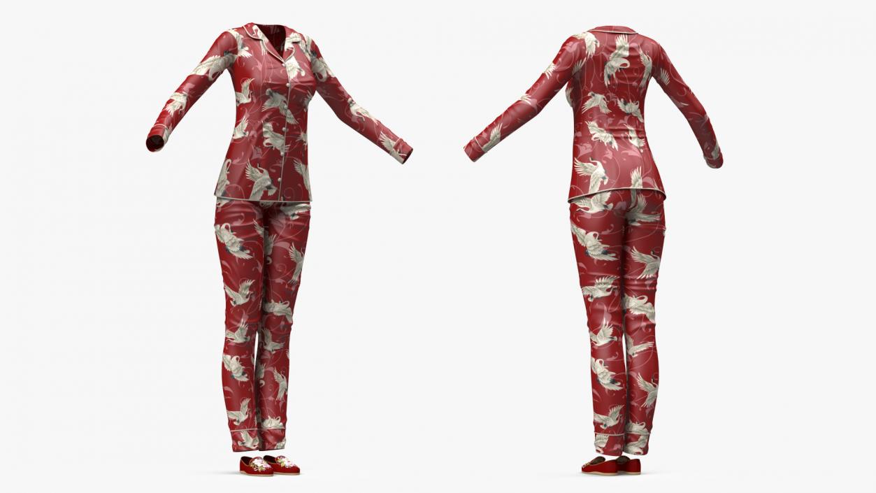 Asian Style Satin Pijama for Women 3D model