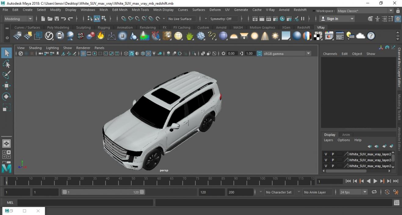 White SUV 3D model