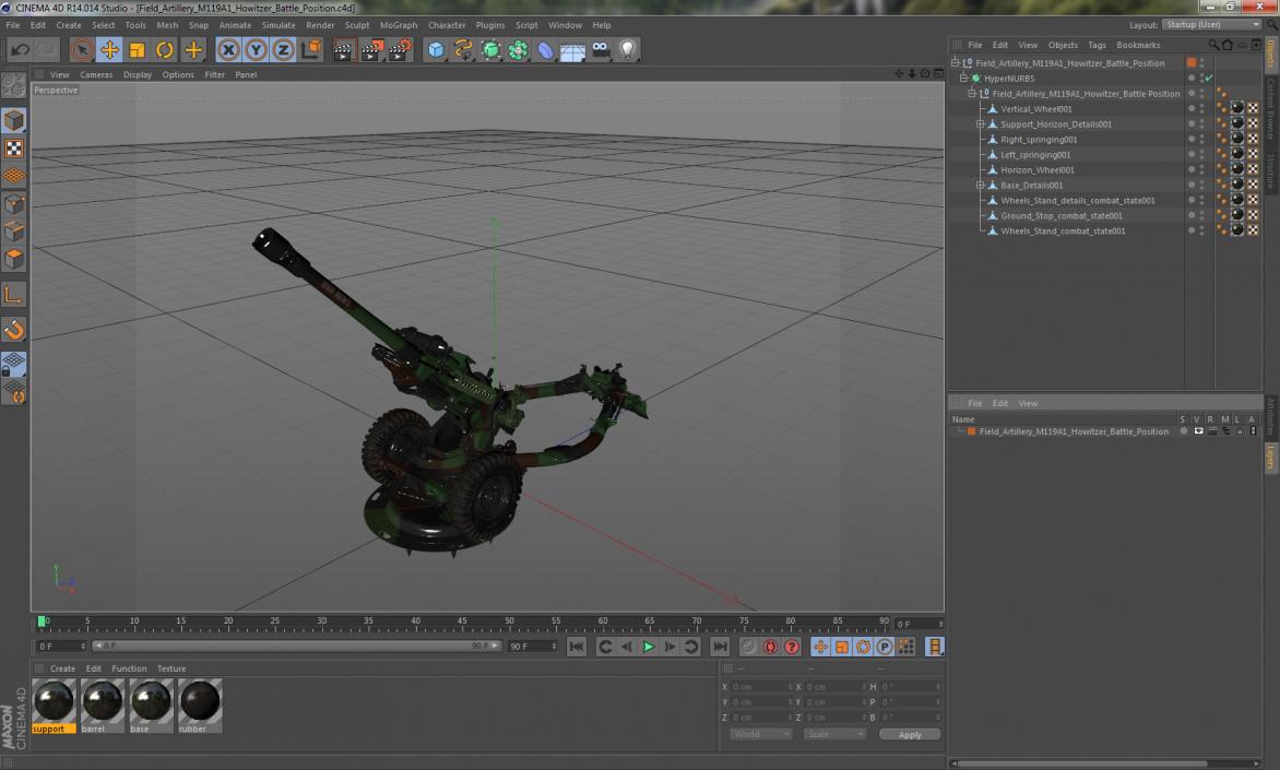 Field Artillery M119A1 Howitzer Battle Position 3D