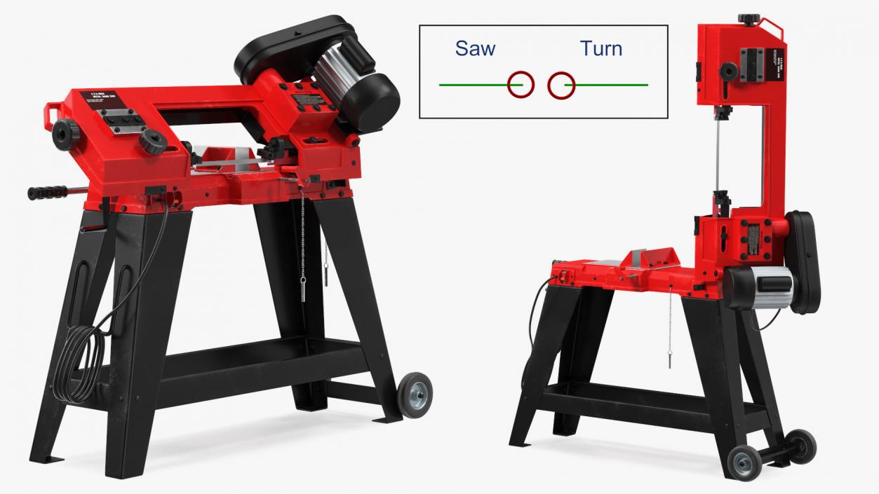 3D model Metal Cutting Band Saw with Stand Rigged