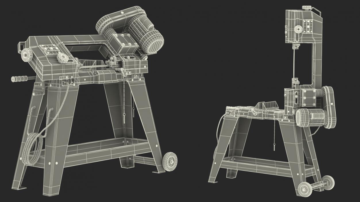 3D model Metal Cutting Band Saw with Stand Rigged