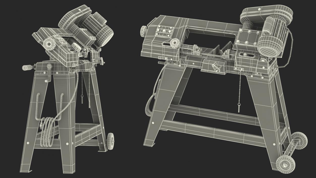 3D model Metal Cutting Band Saw with Stand Rigged