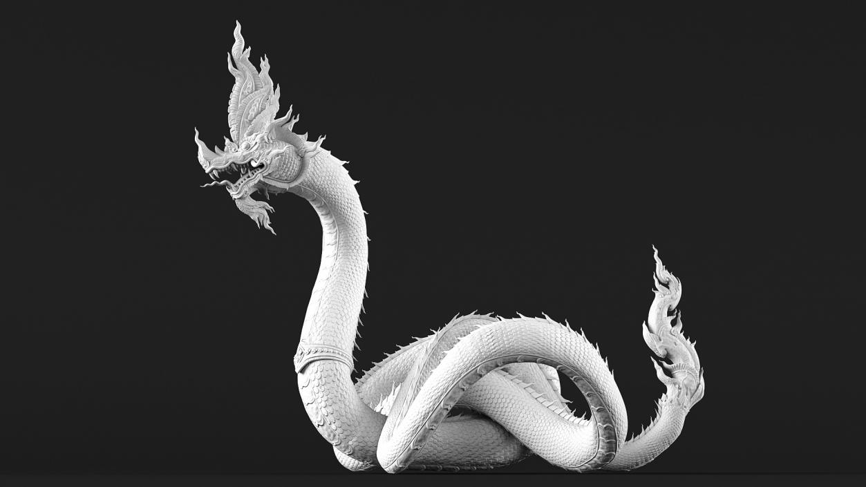 Serpent Dragon White Rigged 3D