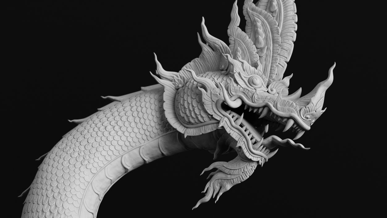 Serpent Dragon White Rigged 3D