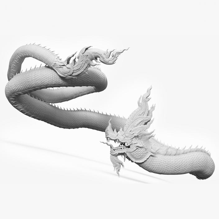 Serpent Dragon White Rigged 3D