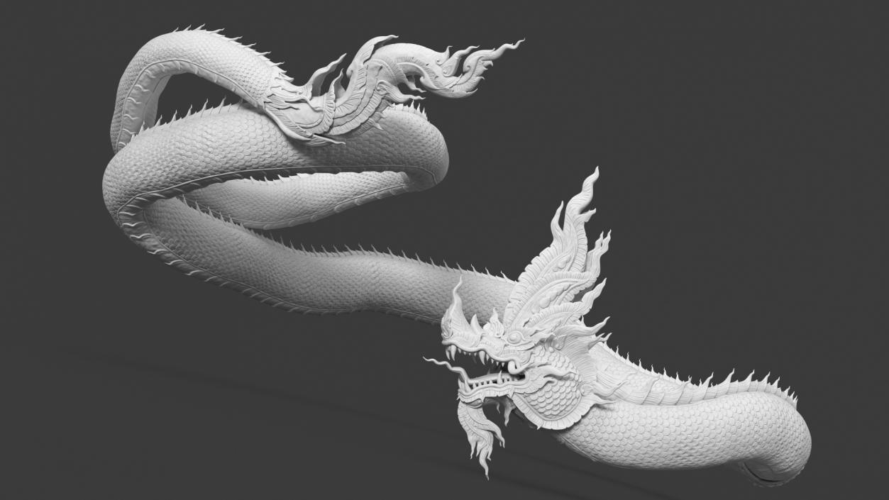 Serpent Dragon White Rigged 3D