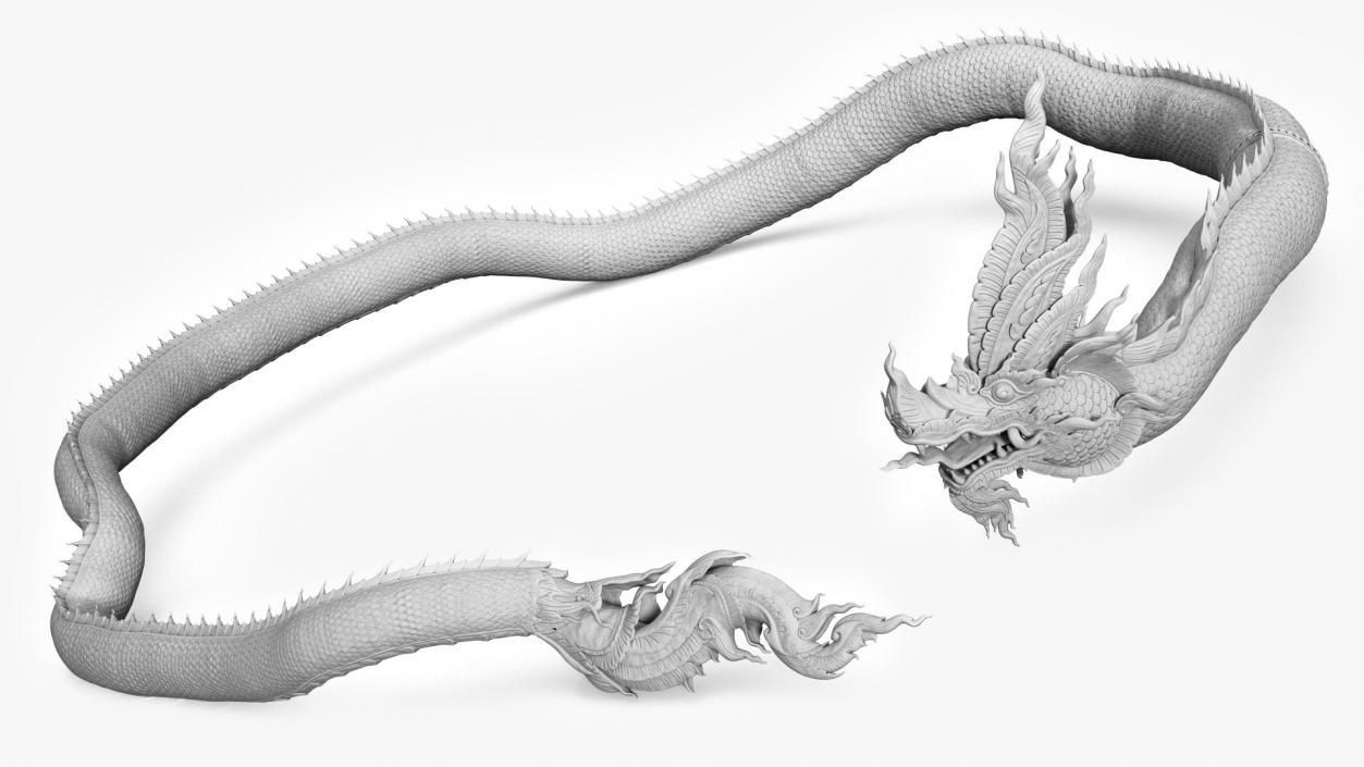 Serpent Dragon White Rigged 3D