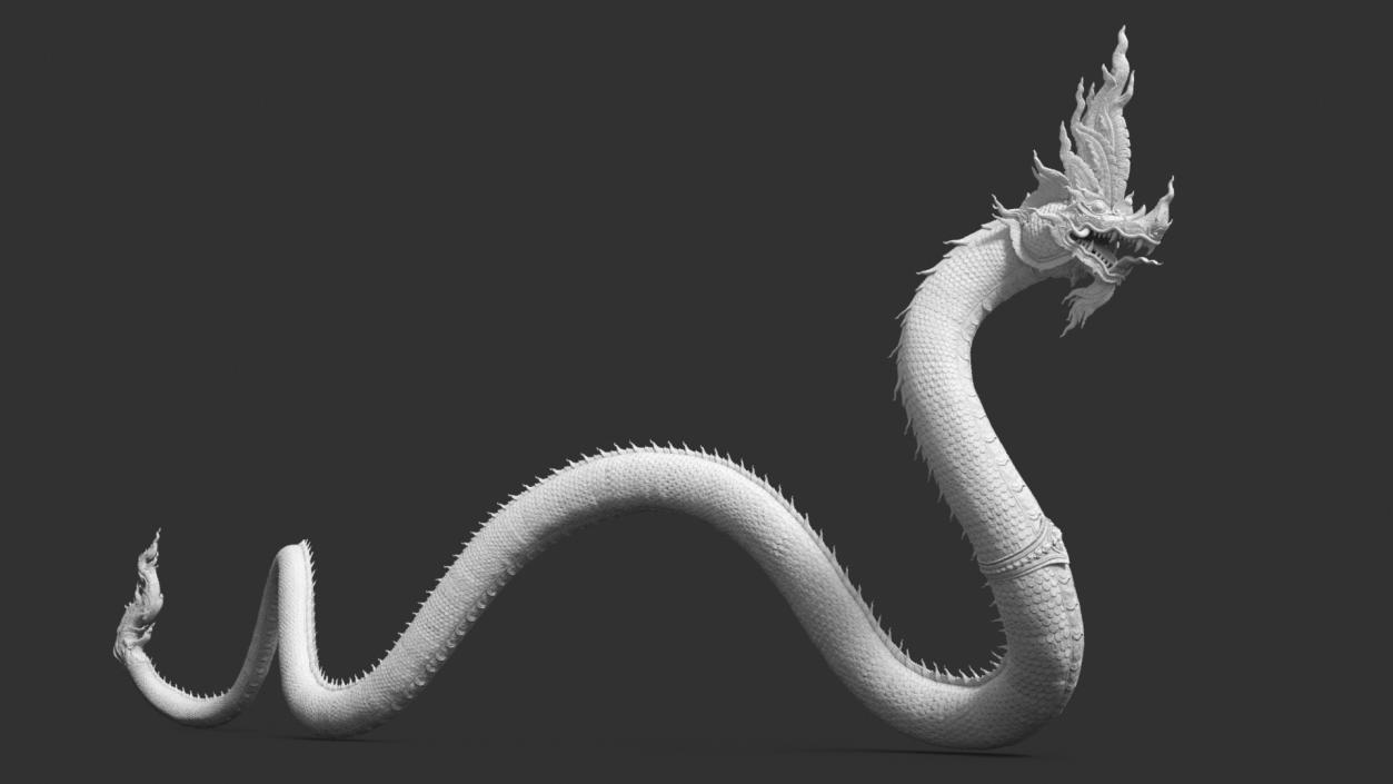 Serpent Dragon White Rigged 3D