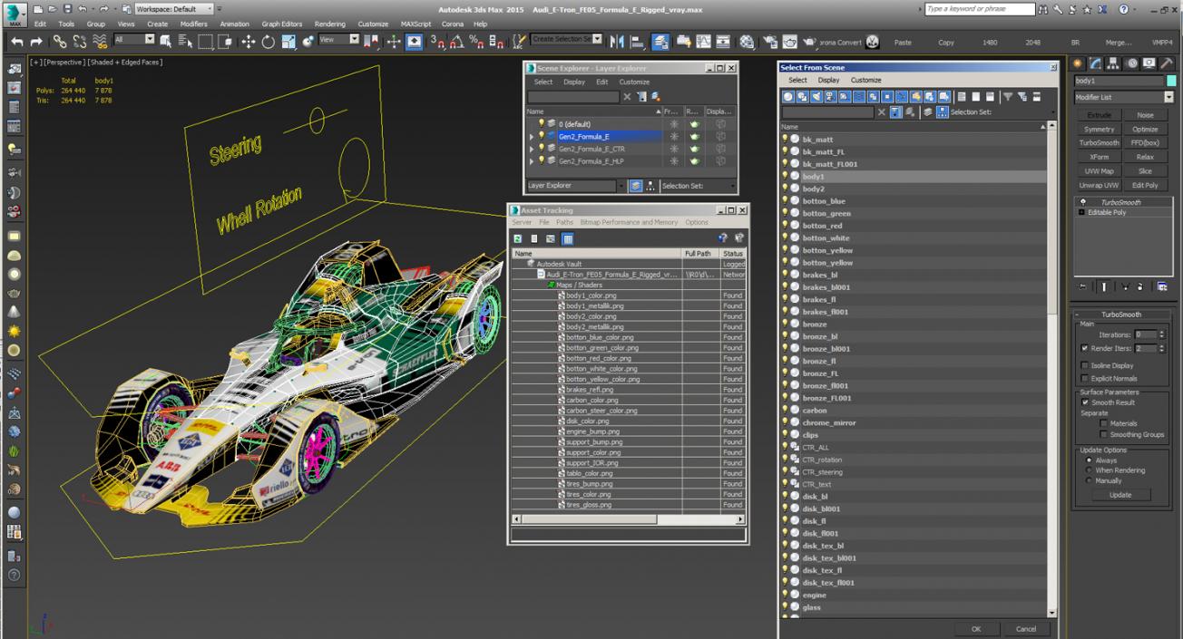 3D Audi E-Tron FE05 Formula E Rigged model