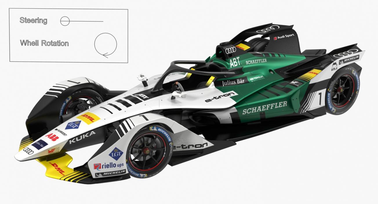 3D Audi E-Tron FE05 Formula E Rigged model