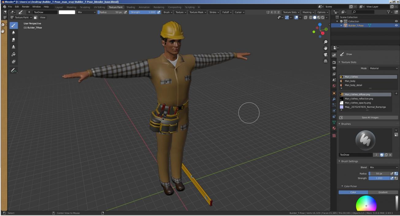 Builder T-Pose 3D model