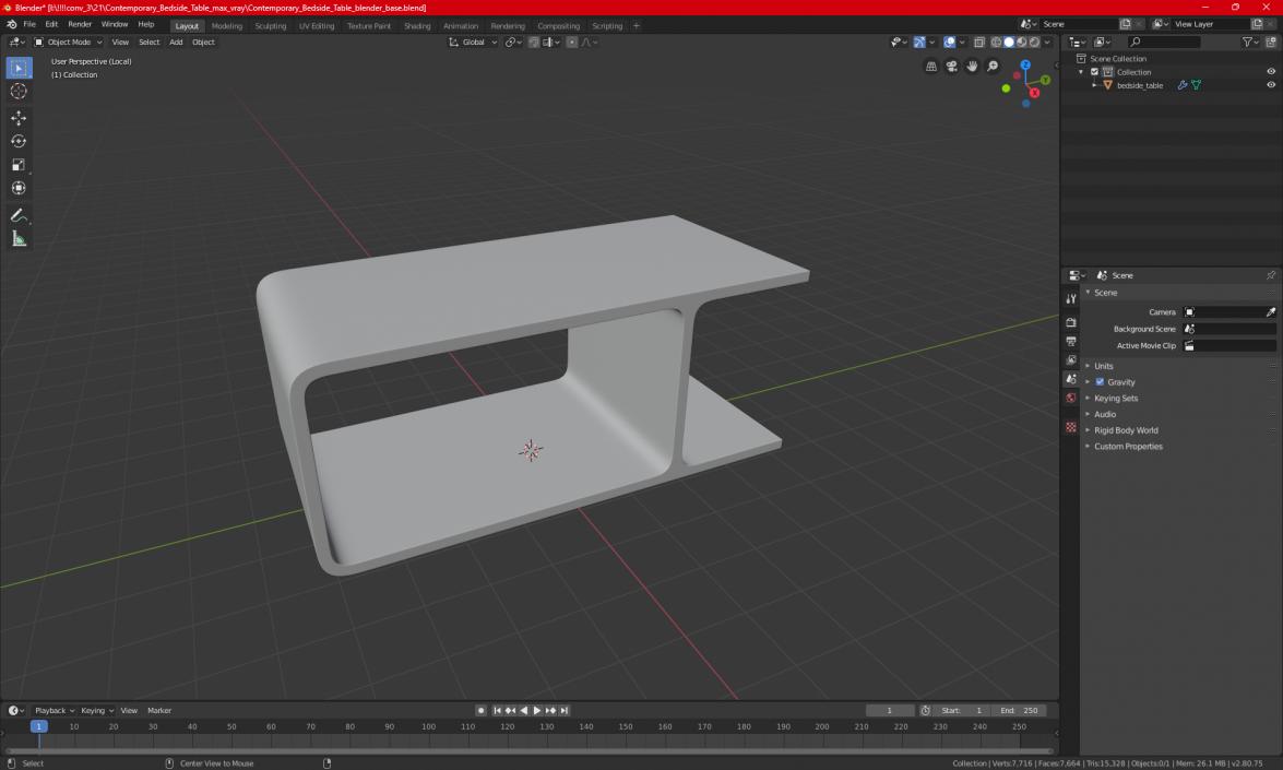 Contemporary Bedside Table for 3D Print 3D model