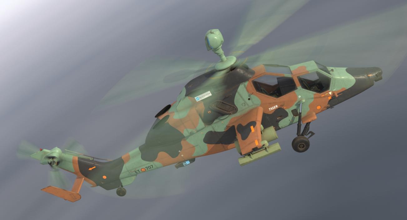 3D Eurocopter Tigre Spanish Army Rigged