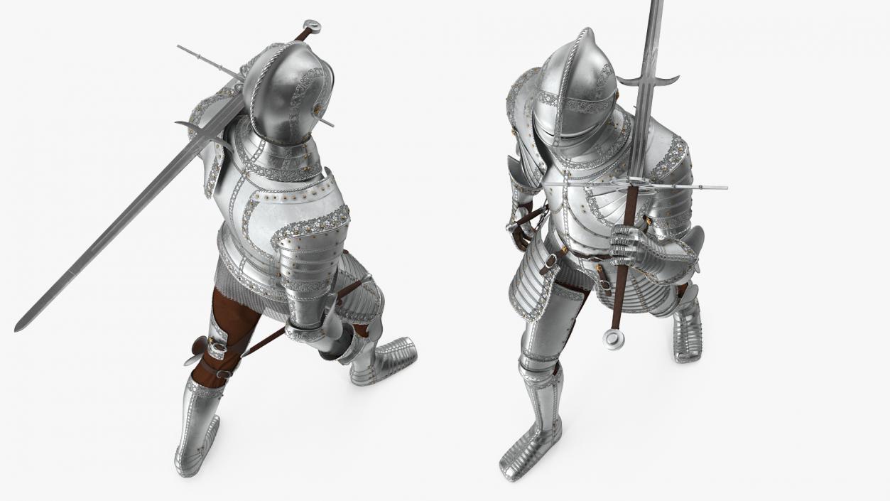 3D model Polished Knight Plate Armor Walking Pose