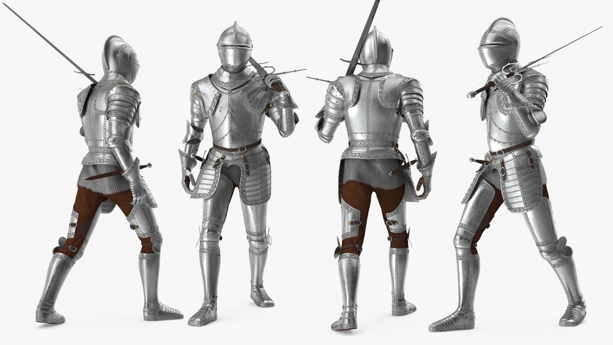 3D model Polished Knight Plate Armor Walking Pose