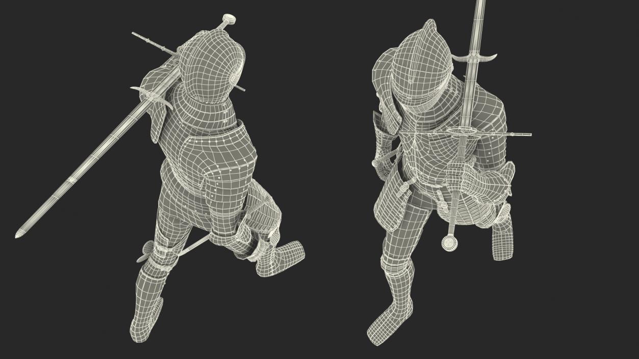 3D model Polished Knight Plate Armor Walking Pose