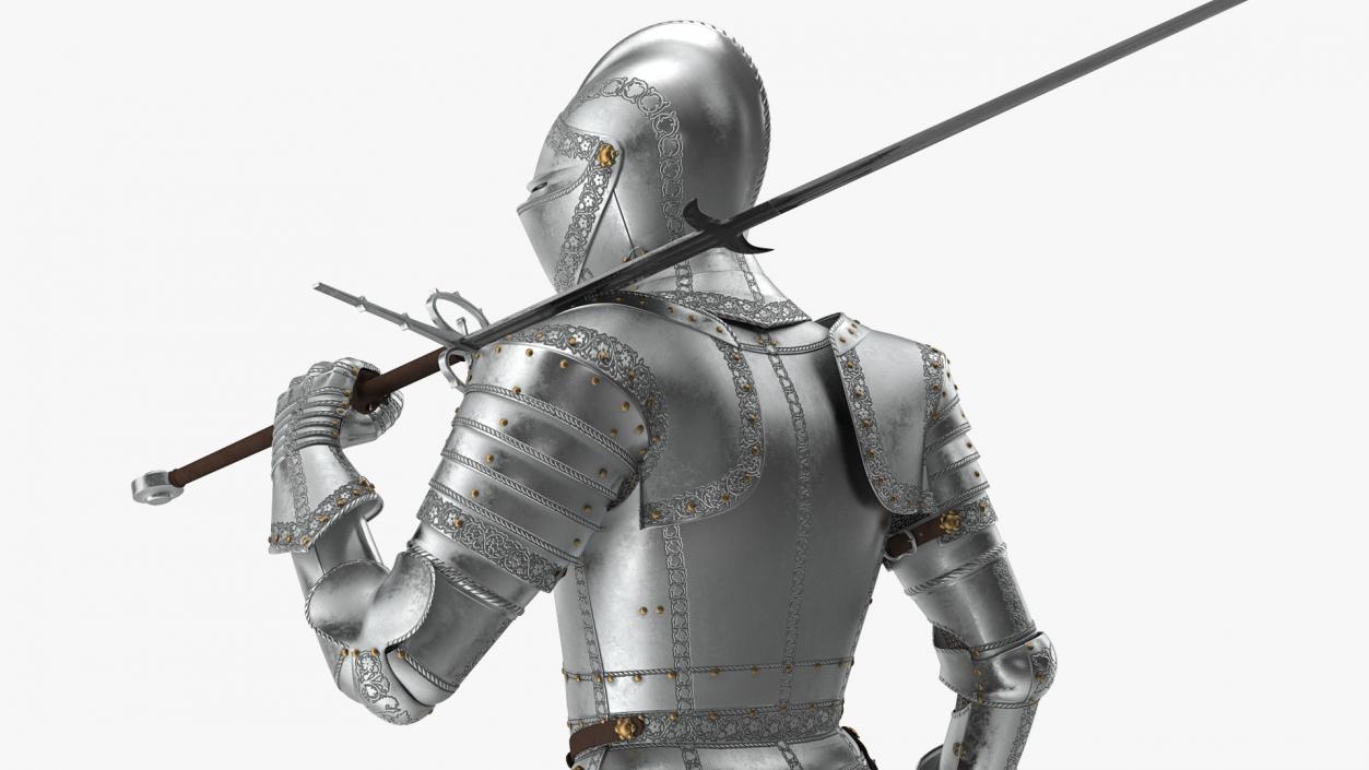 3D model Polished Knight Plate Armor Walking Pose