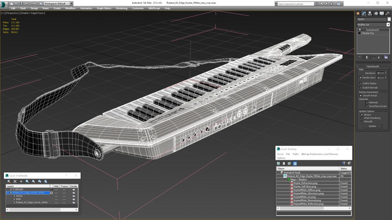 Roland AX Edge Keytar White 3D