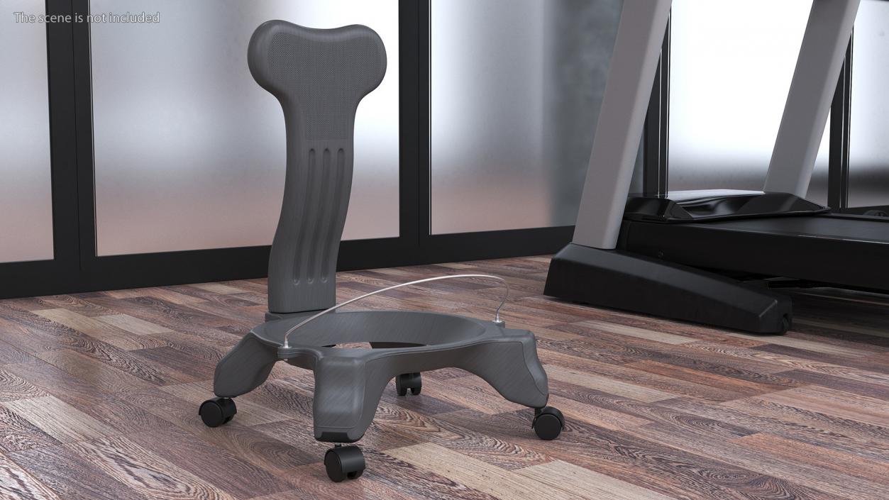 3D Sportswoman Sitting on Balancing Chair Grey model