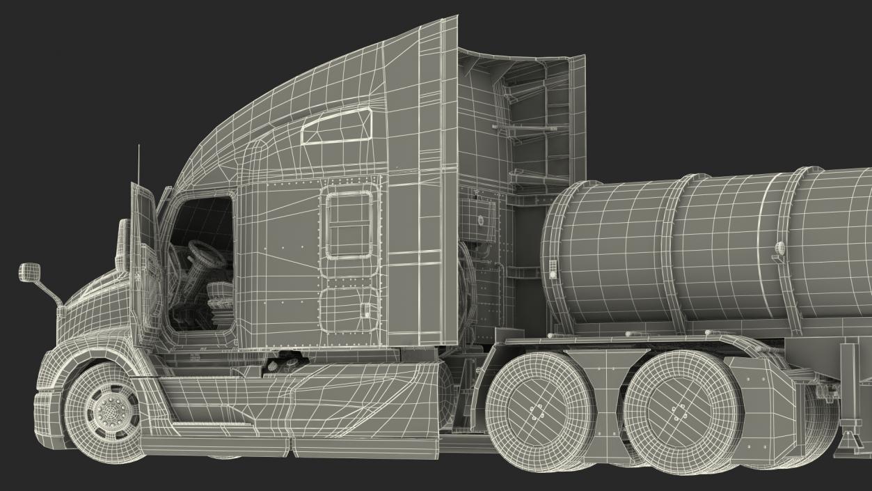 3D Kenworth Truck with Tanker Trailer Rigged