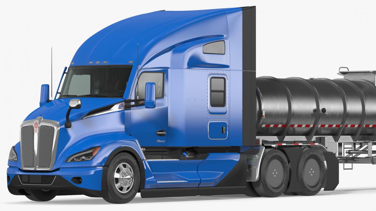 3D Kenworth Truck with Tanker Trailer Rigged