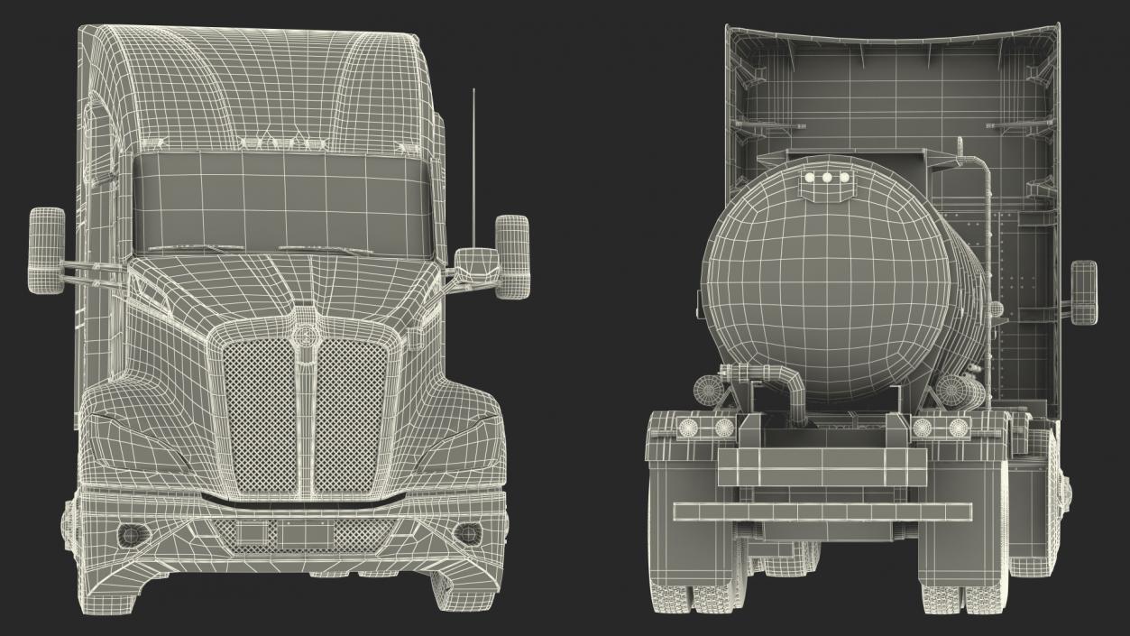 3D Kenworth Truck with Tanker Trailer Rigged