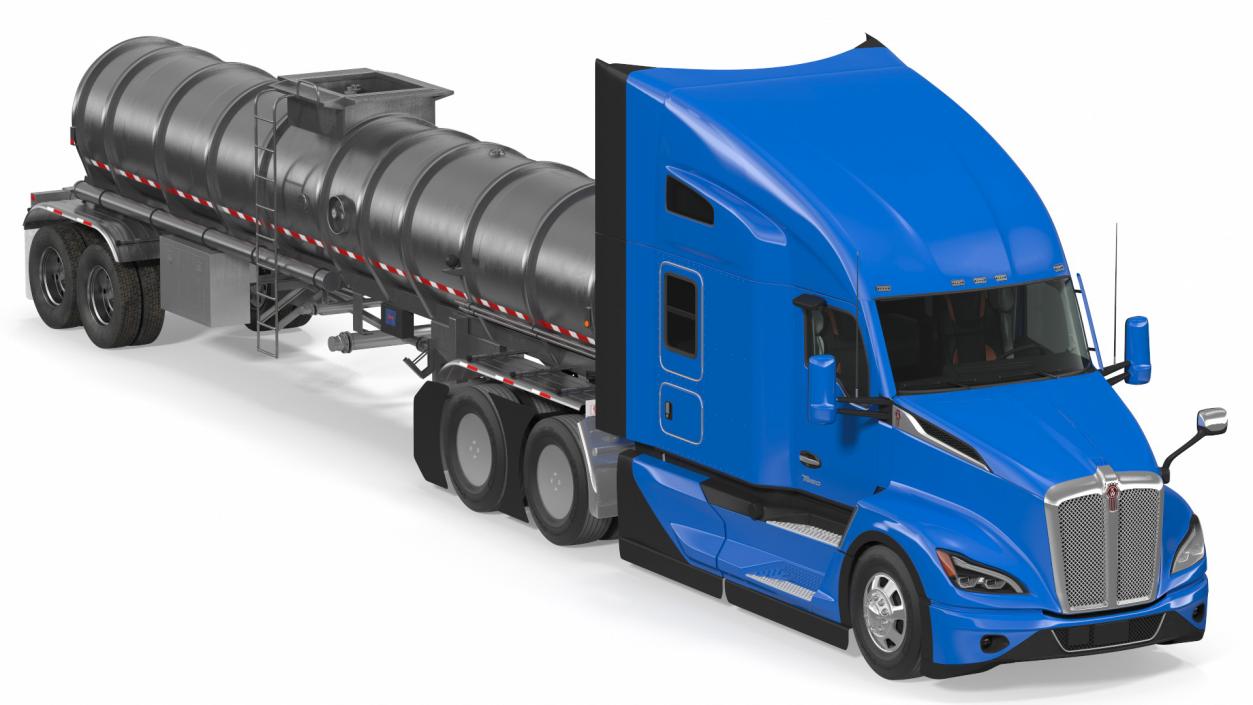 3D Kenworth Truck with Tanker Trailer Rigged