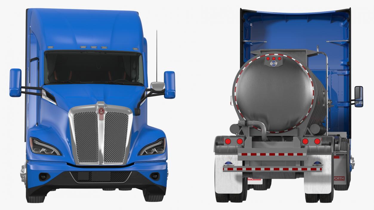 3D Kenworth Truck with Tanker Trailer Rigged