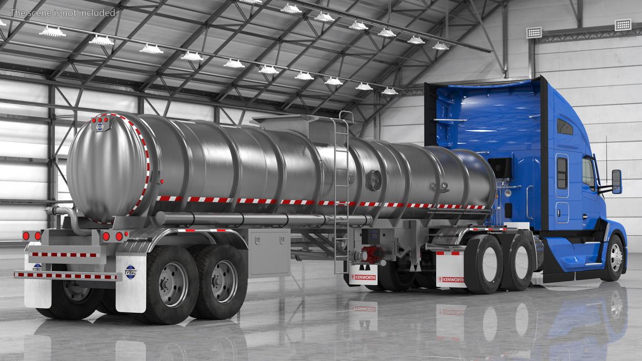 3D Kenworth Truck with Tanker Trailer Rigged