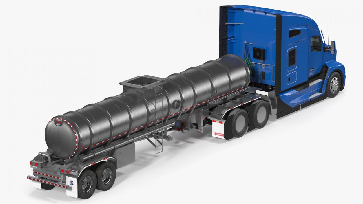 3D Kenworth Truck with Tanker Trailer Rigged