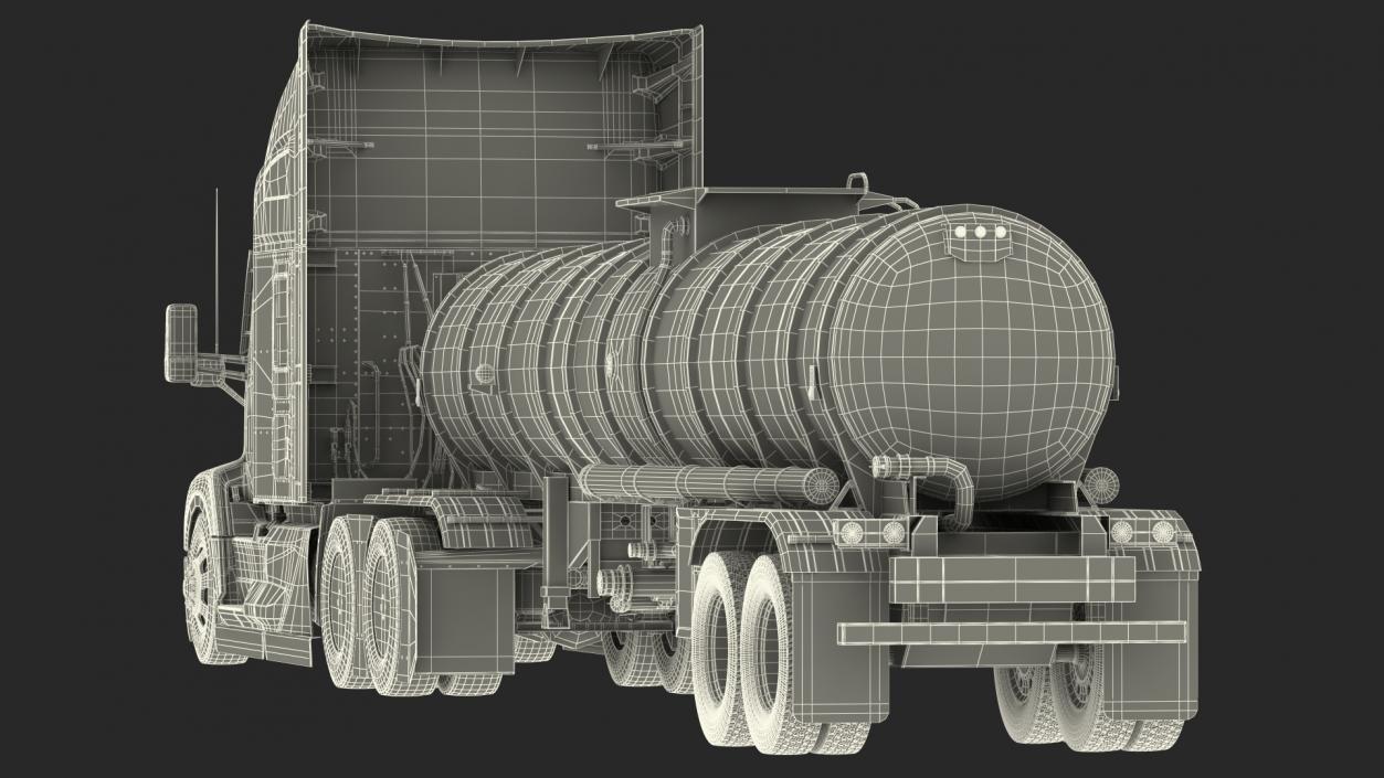 3D Kenworth Truck with Tanker Trailer Rigged