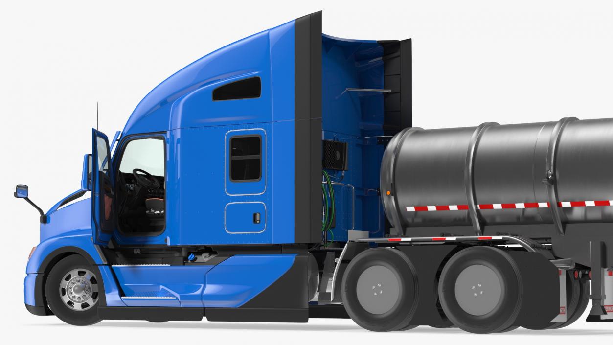 3D Kenworth Truck with Tanker Trailer Rigged