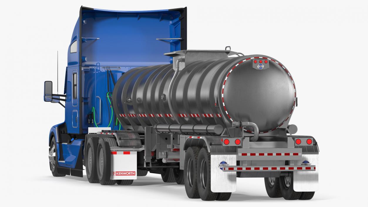 3D Kenworth Truck with Tanker Trailer Rigged