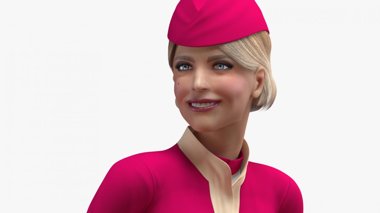 3D model Airline Hostess in Maroon Uniform Rigged