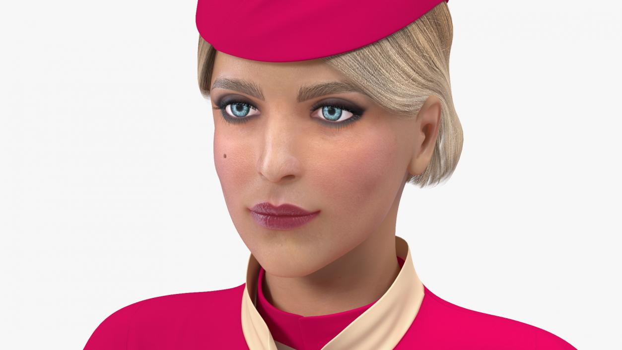 3D model Airline Hostess in Maroon Uniform Rigged