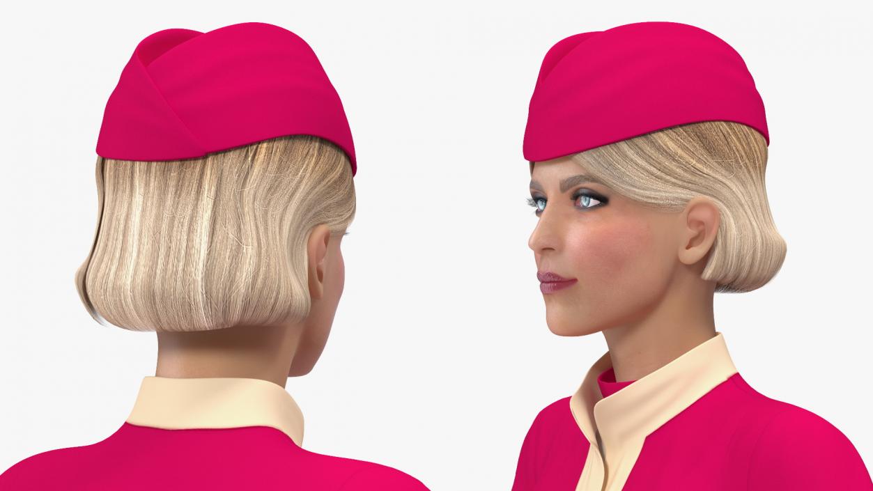 3D model Airline Hostess in Maroon Uniform Rigged