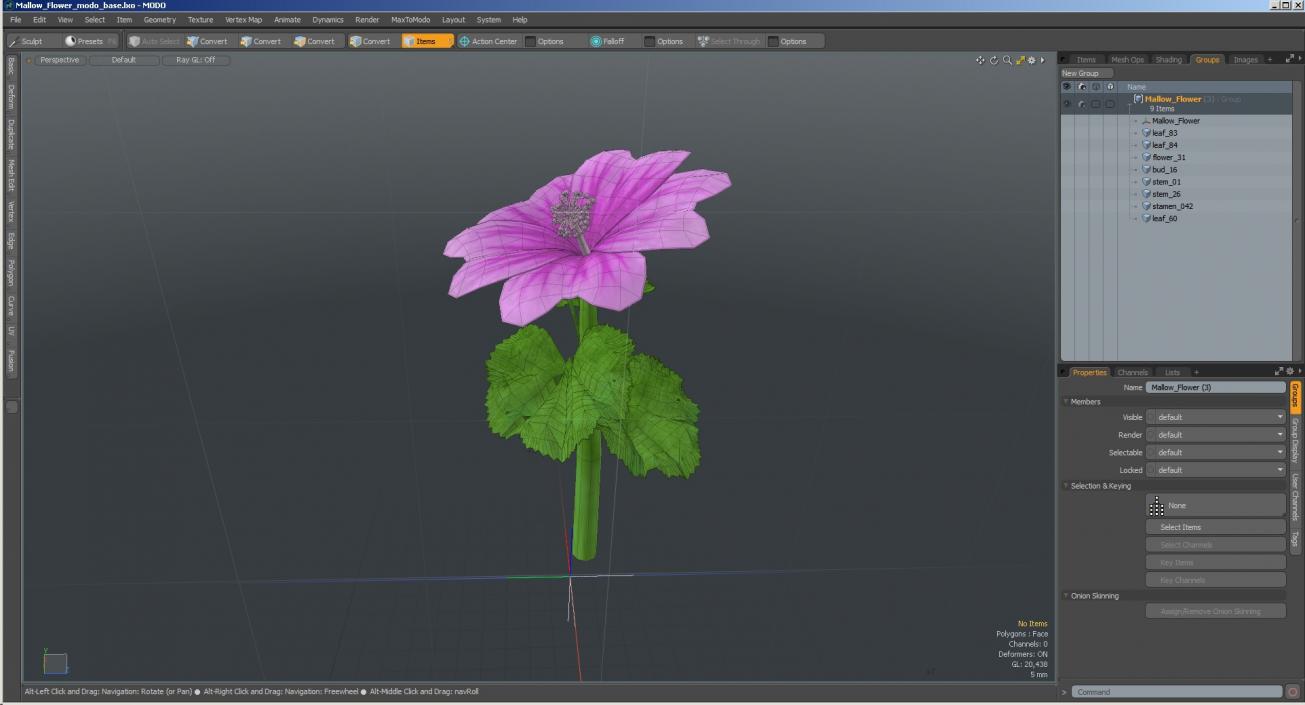 3D Mallow Flower model