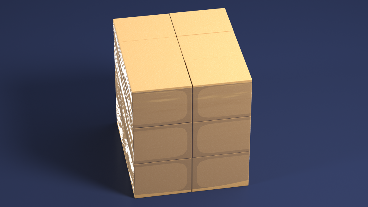 Carton Boxes Wrapped in Stretch Film(1) 3D model