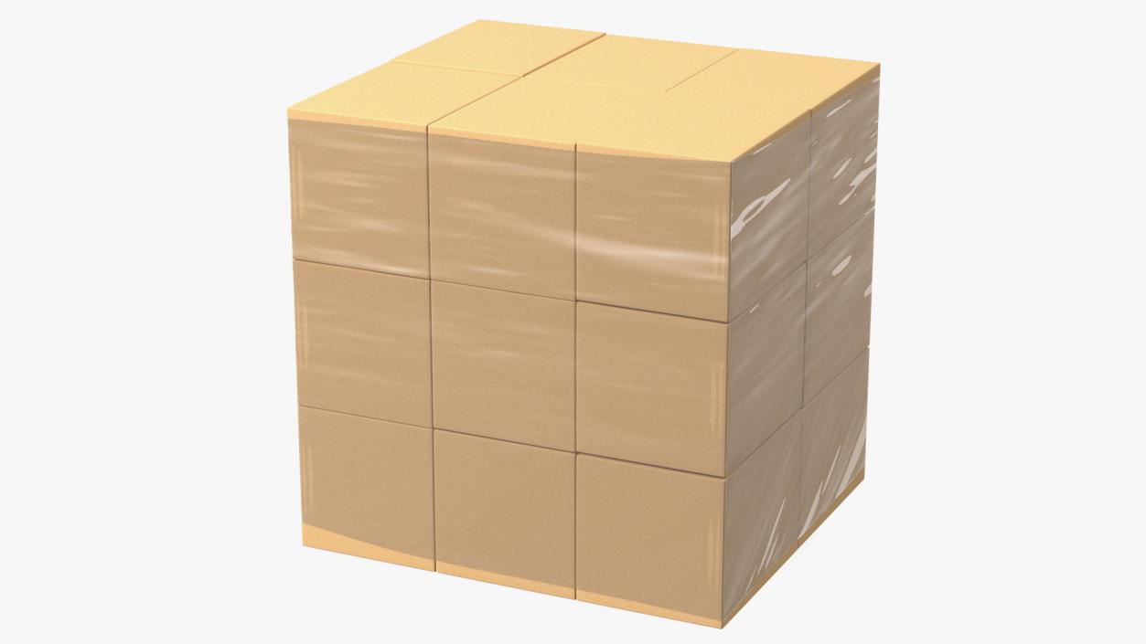 Carton Boxes Wrapped in Stretch Film(1) 3D model