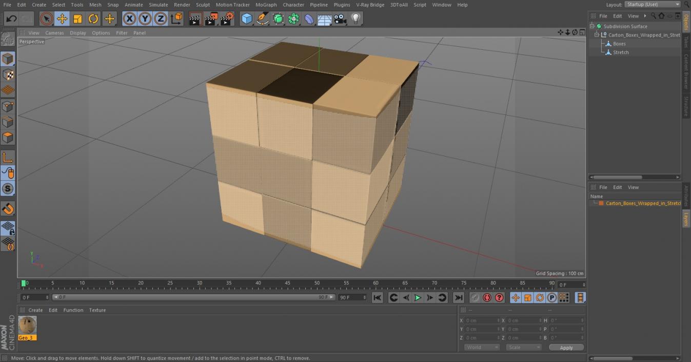 Carton Boxes Wrapped in Stretch Film(1) 3D model