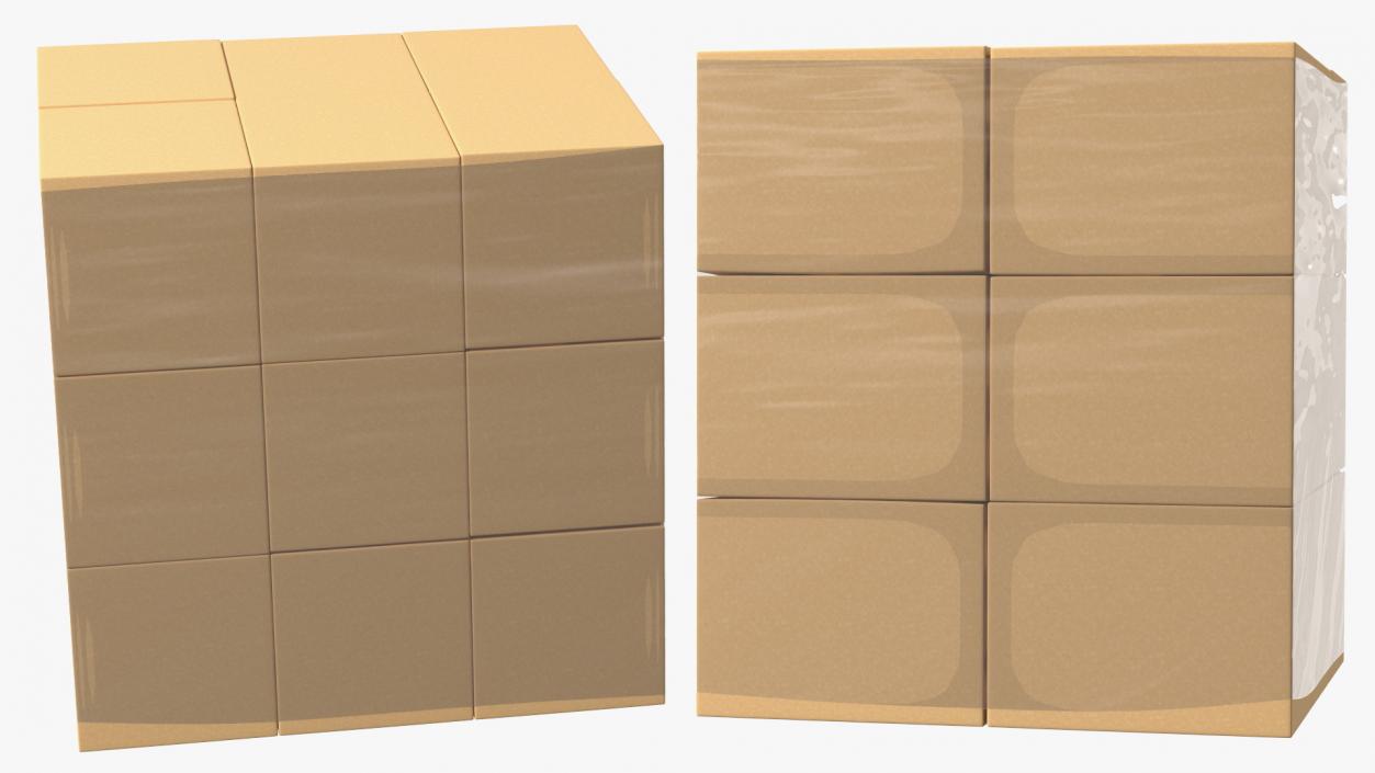 Carton Boxes Wrapped in Stretch Film(1) 3D model