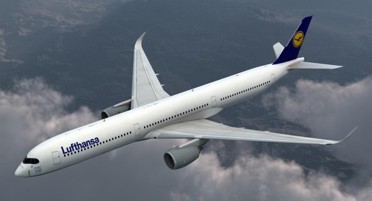 3D Airbus A350-1000 Lufthansa Rigged model