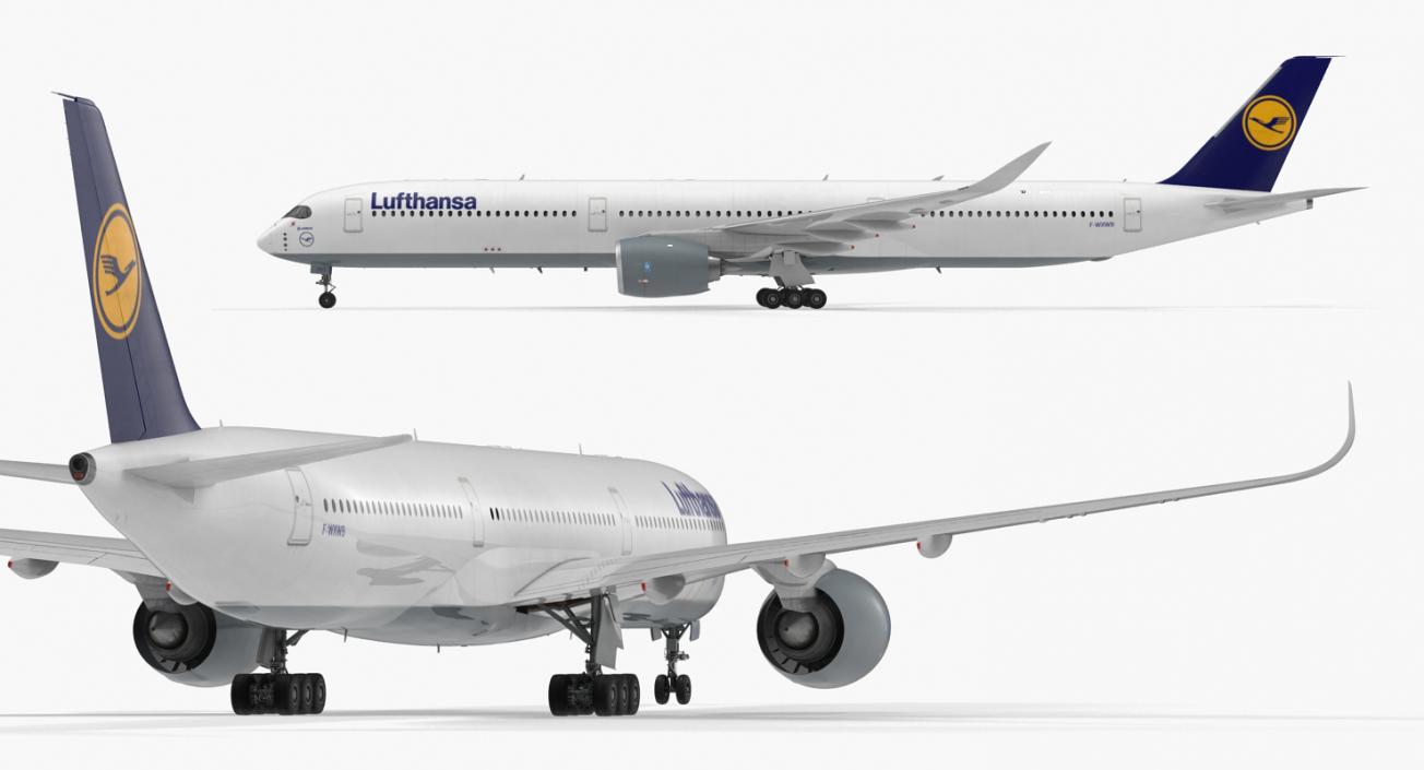 3D Airbus A350-1000 Lufthansa Rigged model