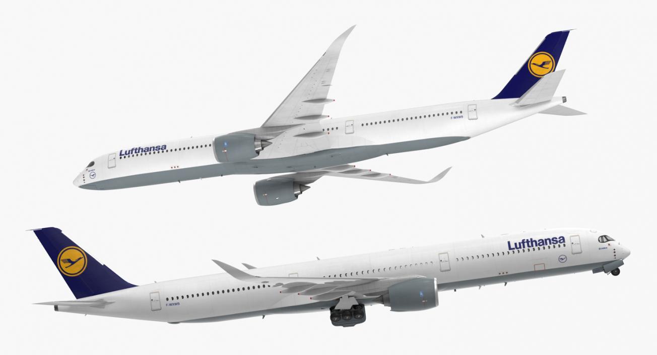 3D Airbus A350-1000 Lufthansa Rigged model