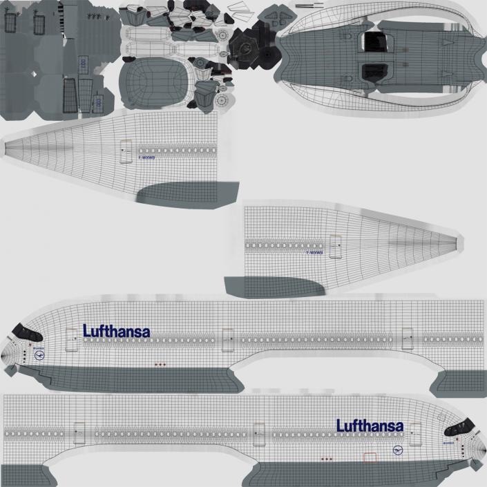 3D Airbus A350-1000 Lufthansa Rigged model