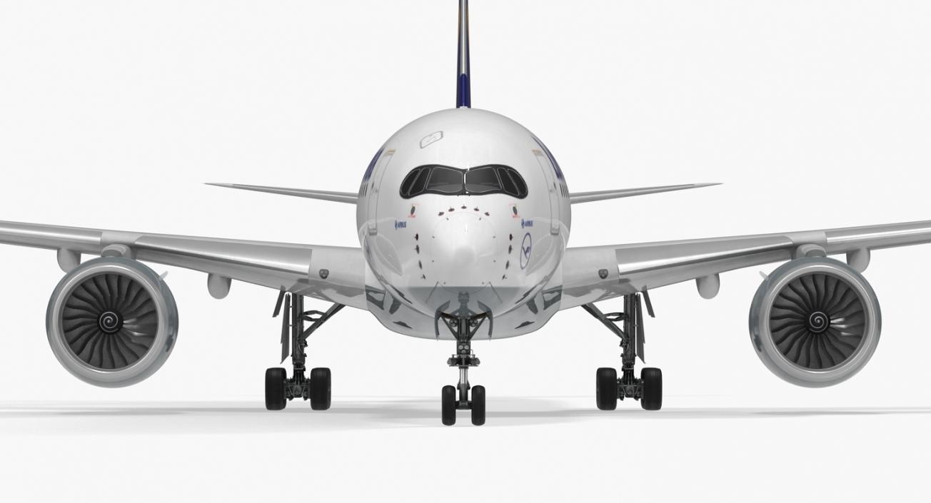 3D Airbus A350-1000 Lufthansa Rigged model