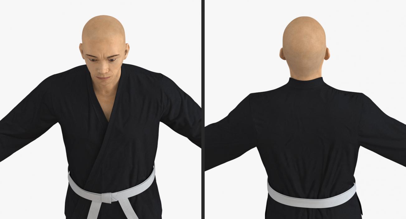 3D Japanese Karate Fighter Black Suit Rigged