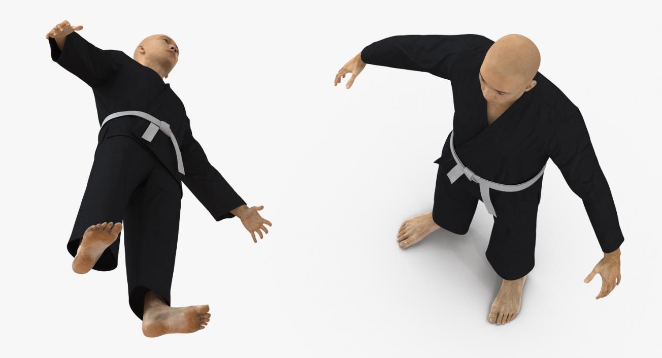 3D Japanese Karate Fighter Black Suit Rigged