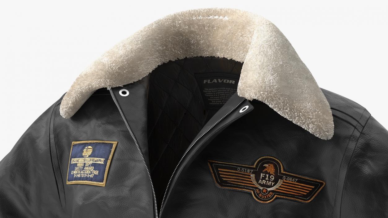 3D Aviator Flying Jacket Black Fur